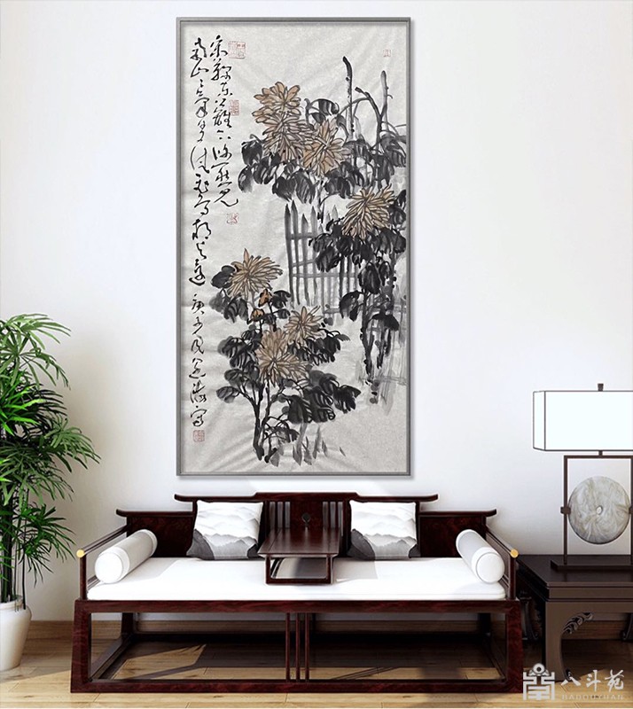 书画名家王阔海花鸟绘画作品-竹、菊_花鸟国画_国画作品_书画订购_八斗苑